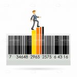 Businessman Walking On Barcode